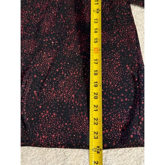 R & M Collection Women Knit Top Jacket Combo Blk Red Sparkle Evening Sweater Med - Picture 11 of 12